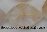 CYC207 15.5 inches 28*40mm twisted & faceted teardrop yellow quartz beads