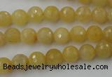 CYJ321 15.5 inches 8mm faceted round yellow jade beads wholesale