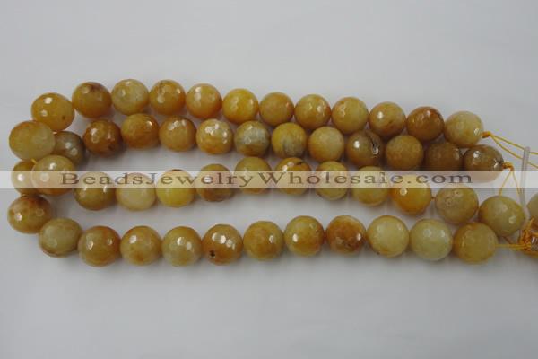 CYJ327 15.5 inches 16mm faceted round yellow jade beads wholesale