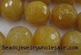 CYJ328 15.5 inches 18mm faceted round yellow jade beads wholesale