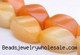 CYJ40 10*14mm twisted rice yellow jade gemstone beads Wholesale