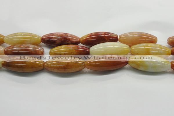 CYJ410 15.5 inches 18*45mm rice yellow jade gemstone beads