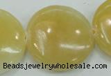 CYJ53 15.5 inches 35mm flat round yellow jade gemstone beads wholesale