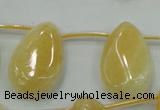 CYJ54 20*30mm top-drilled twisted teardrop yellow jade gemstone beads