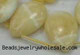 CYJ55 22*30mm top-drilled flat teardrop yellow jade gemstone beads