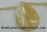 CYJ56 30*40mm top-drilled flat teardrop yellow jade gemstone beads