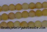 CYJ600 15.5 inches 4mm round matte yellow jade beads wholesale