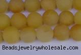 CYJ602 15.5 inches 8mm round matte yellow jade beads wholesale