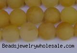 CYJ603 15.5 inches 10mm round matte yellow jade beads wholesale