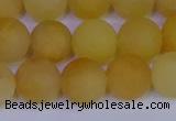 CYJ604 15.5 inches 12mm round matte yellow jade beads wholesale