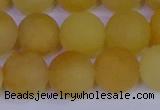 CYJ605 15.5 inches 14mm round matte yellow jade beads wholesale