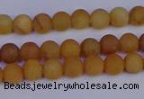 CYJ610 15.5 inches 4mm round matte yellow jade beads wholesale