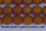 CYJ612 15.5 inches 8mm round matte yellow jade beads wholesale