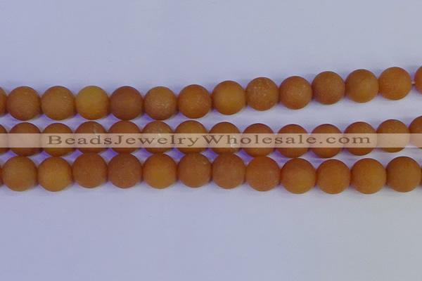 CYJ615 15.5 inches 14mm round matte yellow jade beads wholesale