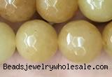 CYJ635 15.5 inches 14mm faceted round yellow jade beads wholesale