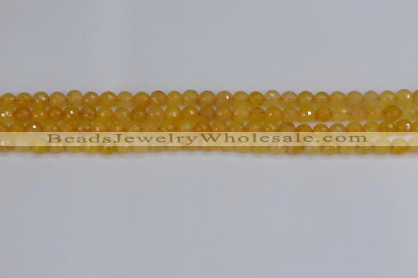 CYJ638 15.5 inches 4mm faceted round yellow jade beads wholesale