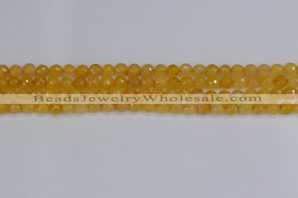 CYJ639 15.5 inches 6mm faceted round yellow jade beads wholesale