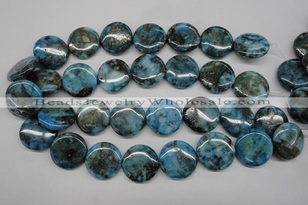 CYQ75 15.5 inches 25mm flat round dyed pyrite quartz beads wholesale