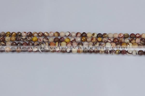 CZJ278 15.5 inches 4mm faceted round zebra jasper beads