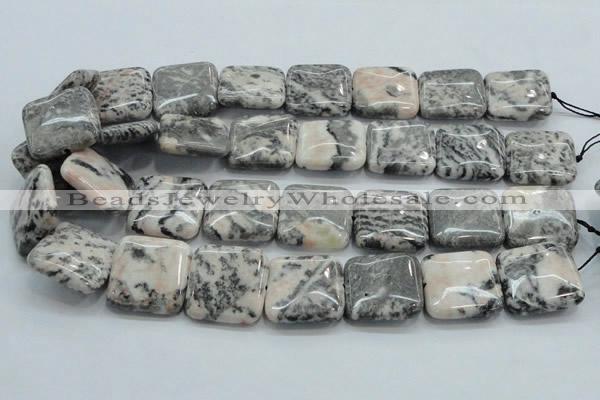 CZJ52 16 inches 25*25mm square zebra jasper gemstone beads wholesale