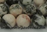 CZJ555 15.5 inches 14mm round pink zebra jasper beads wholesale