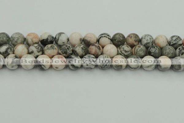 CZJ555 15.5 inches 14mm round pink zebra jasper beads wholesale