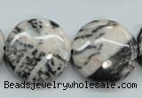 CZJ56 16 inches 25mm flat round zebra jasper gemstone beads wholesale