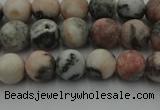 CZJ561 15.5 inches 6mm round matte pink zebra jasper beads