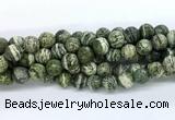 CZJ582 15.5 inches 8mm faceted round green zebra jasper gemstone beads