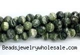 CZJ583 15.5 inches 10mm faceted round green zebra jasper gemstone beads