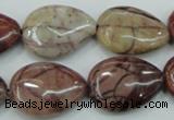 CZJ82 16 inches 18*25mm flat teardrop red zebra jasper beads wholesale