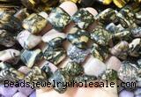 DOBS18 15 inches 15mm diamond black veined rhodonite gemstone beads wholesale