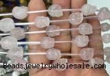 FGBS100 15 inches 10mm carved skull rose quartz beads wholesale