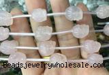 FGBS118 15 inches 12mm carved skull rose quartz beads wholesale