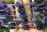 FGBS119 15 inches 12mm carved skull amethyst beads wholesale