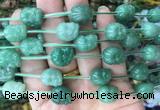 FGBS123 15 inches 12mm carved skull green aventurine beads wholesale