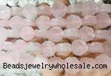 FGBS139 15 inches 14mm carved rose flower rose quartz beads