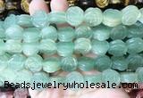 FGBS145 15 inches 14mm carved rose flower green aventurine beads