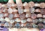 FGBS147 15 inches 14mm carved rose flower strawberry quartz beads