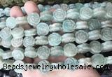 FGBS149 15 inches 14mm carved rose flower amazonite beads