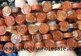 FGBS153 15 inches 14mm carved rose flower red jasper beads