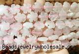 FGBS160 15 inches 15mm carved five petal flower rose quartz beads wholesale