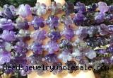 FGBS161 15 inches 15mm carved five petal flower amethyst beads wholesale