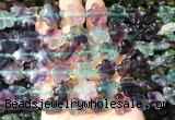 FGBS172 15 inches 15mm carved five petal flower rainbow fluorite beads wholesale