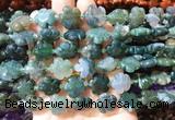 FGBS175 15 inches 15mm carved five petal flower moss agate beads wholesale