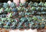 FGBS183 15 inches 15mm carved five petal flower dragon blood jasper beads wholesale