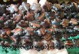 FGBS186 15 inches 15mm carved five petal flower red tiger eye beads wholesale