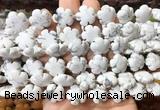 FGBS190 15 inches 15mm carved five petal flower white howlite beads wholesale