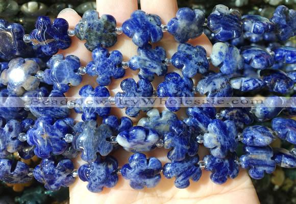 FGBS191 15 inches 15mm carved five petal flower sodalite beads wholesale