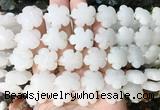 FGBS199 15 inches 20mm carved 5 petal flower white jade beads wholesale